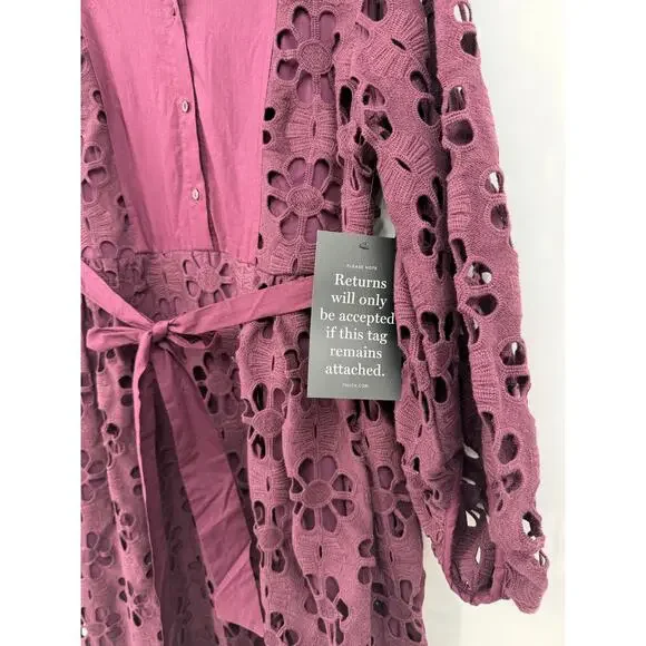 TUCKERNUCK Women’s Merlot Lace Calliope Dress Size L Long Balloon Sleeve Boho - Picture 9 of 16